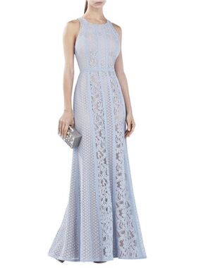 BCBGMAXAZRIA Light Blue Ariella Lace Maxi Gown 4